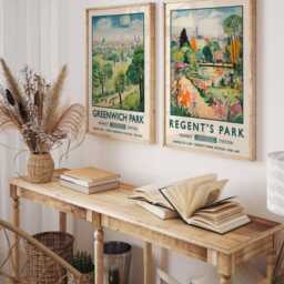 London Park Travel Posters, Greenwich & Regent's Prints, Vintage Art Deco Wall Art, Colorful City Landscape, UK Decor - thumbnail 2