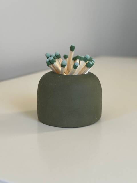 Seconds Sale Deep Green Ceramic Match Striker With Matches - image 1