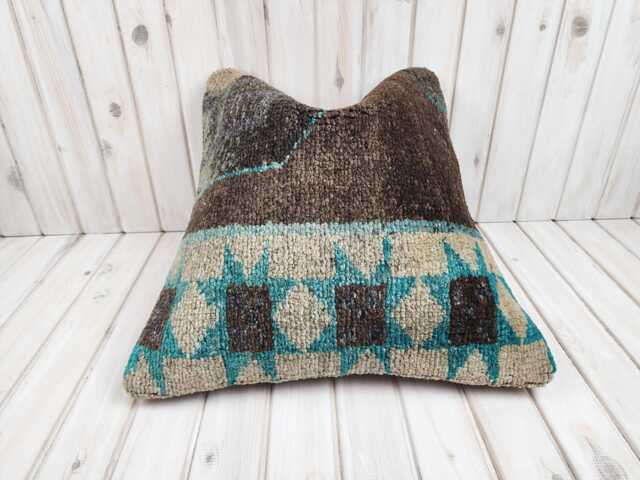 Vintage Turkish Kilim Pillow Cover Hand-Spun Wool, 20x20 - image 1