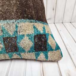 Vintage Turkish Kilim Pillow Cover Hand-Spun Wool, 20x20 - thumbnail 3