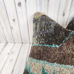 Vintage Turkish Kilim Pillow Cover Hand-Spun Wool, 20x20 - thumbnail 2