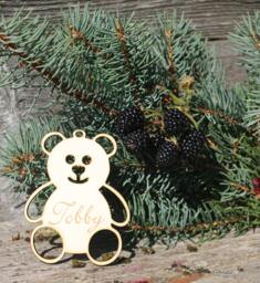 Personalised Laser Cut Bear Ornament/Wood Or Acrylic Custom With Name/Bear Ornament/Christmas Tree Ornament/Custom Bear/Gift Tag