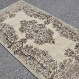Beige Kitchen Rugs, Office Bedroom Rug, 3.9x6.9 Ft Area Antique Rugs For Kitchen, Vintage Turkish Living Room Rug - thumbnail 2