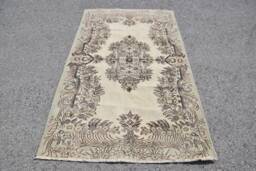 Beige Kitchen Rugs, Office Bedroom Rug, 3.9x6.9 Ft Area Antique Rugs For Kitchen, Vintage Turkish Living Room Rug - thumbnail 1