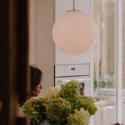 Large Ball Pendant Light, Hanging Lamp With Brass Top - thumbnail 2