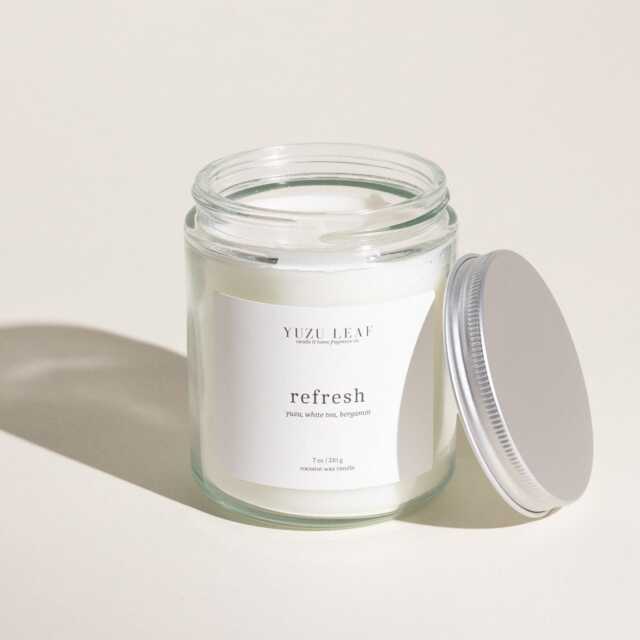 Yuzu & White Tea Scented Candle - Coconut Wax, Bergamot - 7Oz - image 1