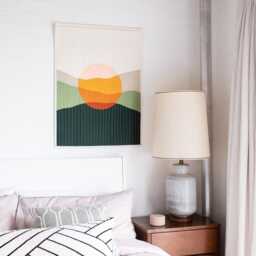 Modern Handmade Quilted Textile Sunset Vertical Wall Hanging - thumbnail 3