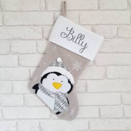 Personalised Christmas Stocking~Silver Stocking~Father Stocking~Snowman Stocking~Christmas Eve Tradition~Fireplace Decor - thumbnail 3