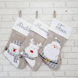 Personalised Christmas Stocking~Silver Stocking~Father Stocking~Snowman Stocking~Christmas Eve Tradition~Fireplace Decor - thumbnail 1