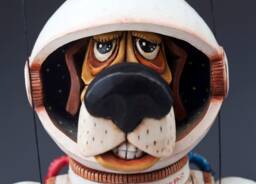 Dreamy Dogstronaut - Hand-Carved Wooden Marionette Puppet From Zoo Sapiens Collection - thumbnail 1