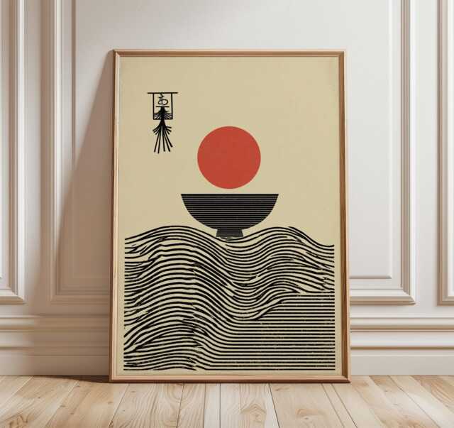 Japanese Minimalist Poster, Zen Abstract Wall Art, Rising Sun Design, Modern Wabi Sabi Print, Calm Asian Decor For Home Or Office - image 1