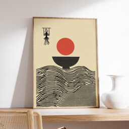 Japanese Minimalist Poster, Zen Abstract Wall Art, Rising Sun Design, Modern Wabi Sabi Print, Calm Asian Decor For Home Or Office - thumbnail 2