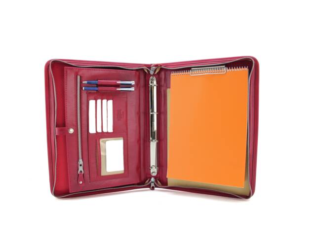 Laptop Document Bag, Conference Folder, Leather Clipboard, Holder Red, Leather Business Compendium A4 - image 1