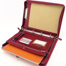 Laptop Document Bag, Conference Folder, Leather Clipboard, Holder Red, Leather Business Compendium A4 - thumbnail 3