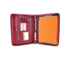 Laptop Document Bag, Conference Folder, Leather Clipboard, Holder Red, Leather Business Compendium A4 - thumbnail 1