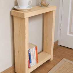 Handmade Slim Side Table - Rustic Solid Wood Sofa Narrow End For Small Spaces Wooden Bedside - thumbnail 4