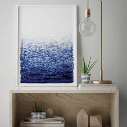 La Mer, Handmade Poster, Minimalist Print, Scandinavian Ocean Waves Art, Modern Blue Nautical Abstract Poster - thumbnail 3