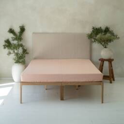Linen Fitted Sheet, Pale Peach Bedding, Natural Sheets With Deep Pocket, Custom, Double, King, Twin, Full, Single, Queen Sizes - thumbnail 2