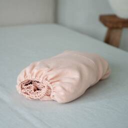 Linen Fitted Sheet, Pale Peach Bedding, Natural Sheets With Deep Pocket, Custom, Double, King, Twin, Full, Single, Queen Sizes - thumbnail 3