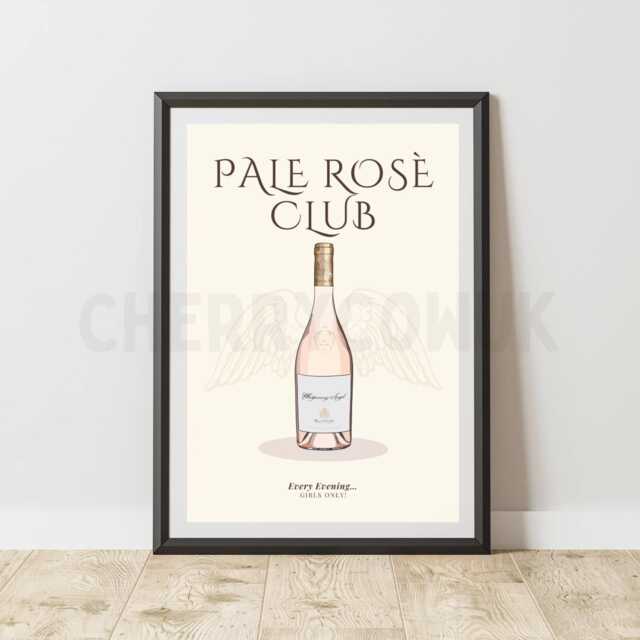 Pale Ros?? Club Angel Bottle Print - 7x5, 10x8 & A4 Wall Art - image 1