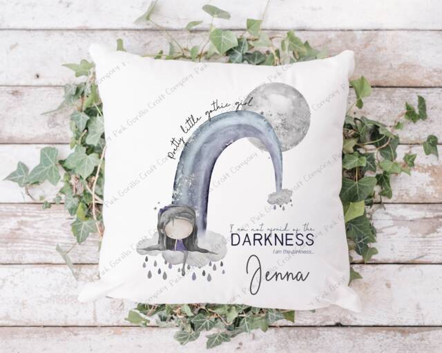 Gothic Cushion, Goth Girl Cushion For Her, Rainbow, Personalised Gift Gift, Birthday - image 1