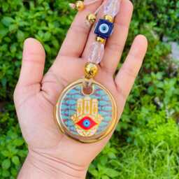 Handmade Gold Evil Eye Wall Hanging Turkish Protection Charm - thumbnail 3