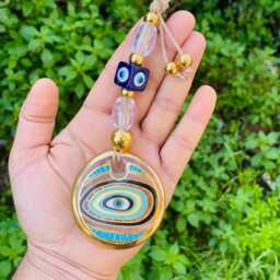 Handmade Gold Evil Eye Wall Hanging Turkish Protection Charm - thumbnail 2