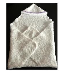 Hooded Terry Baby Blanket White With Lavender Trim - thumbnail 2