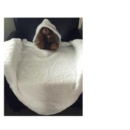 Hooded Terry Baby Blanket White With Lavender Trim - thumbnail 4