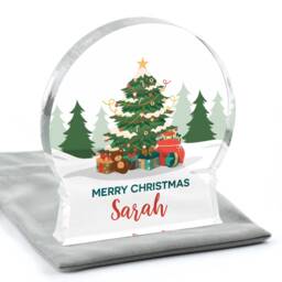 Personalised Christmas Snowglobe Ornament, Family Decoration, Merry Kids With Grey Bag - thumbnail 2