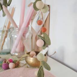 Merino Wool Leaf Garland & Felt Balls For Christmas Decoration - thumbnail 3