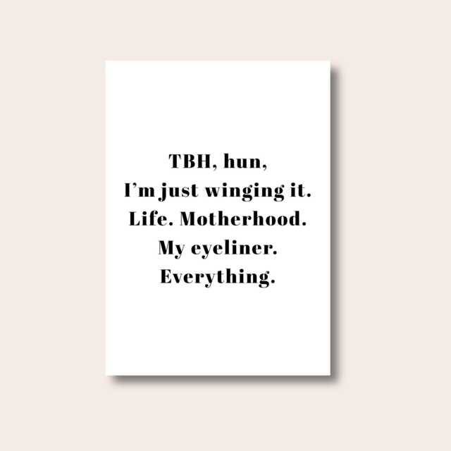 Funny Quote Prints For Wall, Prints, Motherhood Print, Wing It Wall Art, Typography Gifts Mum - image 1