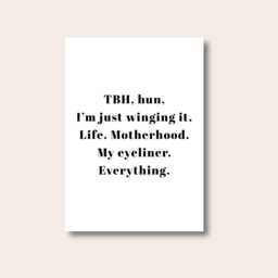 Funny Quote Prints For Wall, Prints, Motherhood Print, Wing It Wall Art, Typography Gifts Mum - thumbnail 1