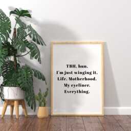 Funny Quote Prints For Wall, Prints, Motherhood Print, Wing It Wall Art, Typography Gifts Mum - thumbnail 2