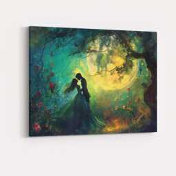 Enchanted Forest Moonlit Romantic Couple Fantasy Painting Canvas Wall Art Print Decor Picture Ready To Hang - thumbnail 4