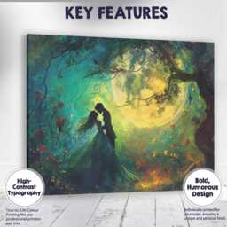 Enchanted Forest Moonlit Romantic Couple Fantasy Painting Canvas Wall Art Print Decor Picture Ready To Hang - thumbnail 1