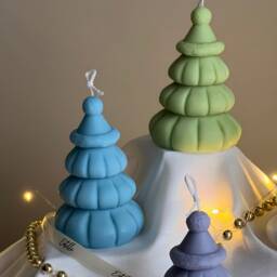 Christmas Tree Soy Candle With Hat Handmade Holiday Decor - thumbnail 3
