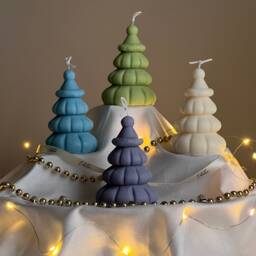Christmas Tree Soy Candle With Hat Handmade Holiday Decor - thumbnail 1