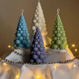 Bubble Christmas Tree Candle Hand Poured Soy Festive Decor - thumbnail 1