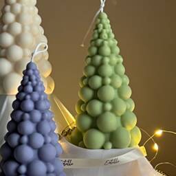 Bubble Christmas Tree Candle Hand Poured Soy Festive Decor - thumbnail 2
