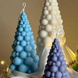 Bubble Christmas Tree Candle Hand Poured Soy Festive Decor - thumbnail 3