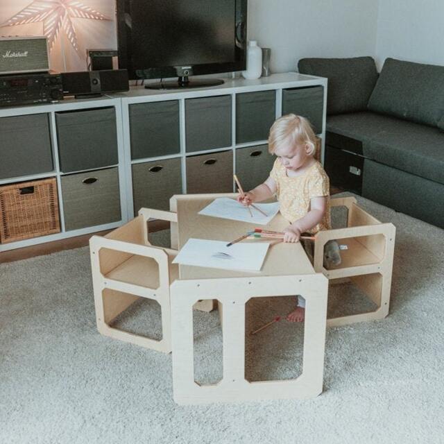 Montessori Wooden Kids Play Table Set, Toddler Set Or Preschool Learning Or Chair, Weaning Table, Kids Table For - image 1