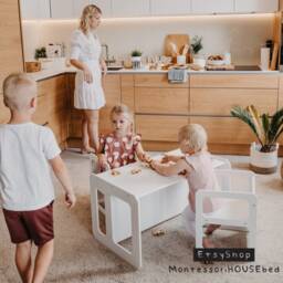 Montessori Wooden Kids Play Table Set, Toddler Set Or Preschool Learning Or Chair, Weaning Table, Kids Table For - thumbnail 3