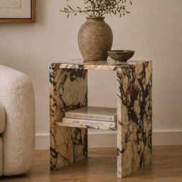 Calacatta Viola Marble Side Table, Modern Italian Furniture - thumbnail 2
