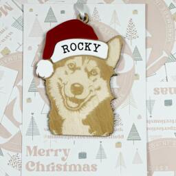 Personalised Husky Christmas Ornament - Wooden Pet Bauble - thumbnail 3