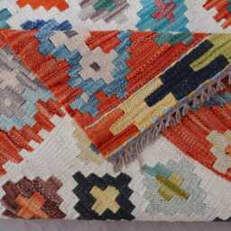 2'9x8'4 Ft Runner Rug, Flatweave Kilim Geometric Patterns Rug, Afghan Handmade Wool Short Hallway Runner, Kitchen - thumbnail 4