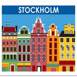 Stockholm Art Print, Skyline, Sweden Retro Travel Poster, Wall Art, Swedish Baby, Gift - Style E8-O-Sto - thumbnail 3