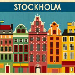 Stockholm Art Print, Skyline, Sweden Retro Travel Poster, Wall Art, Swedish Baby, Gift - Style E8-O-Sto - thumbnail 2