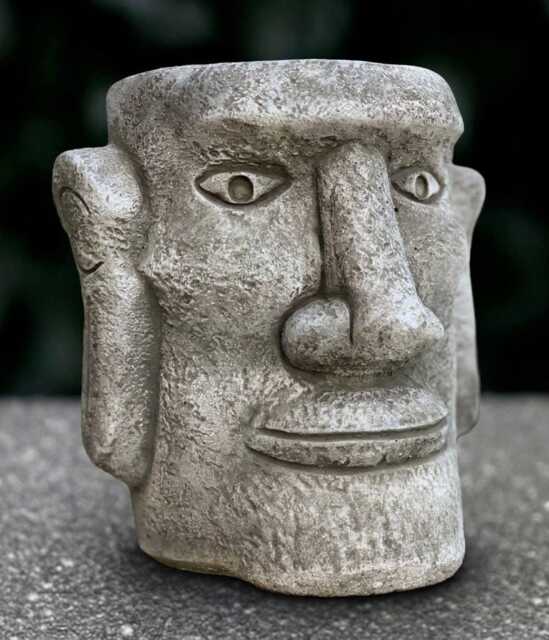 Stone Moon Head Sculpture Outdoor Statue Cement Large Face Figurine Concrete Ornament Front Door Decoration Flower Pot Art - image 1