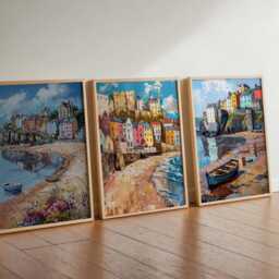 Set Of 3 Tenby Posters, Wales Travel Prints, Coastal Wall Art Sets, Seaside Poster Beach Town Home Decor Gift - thumbnail 2
